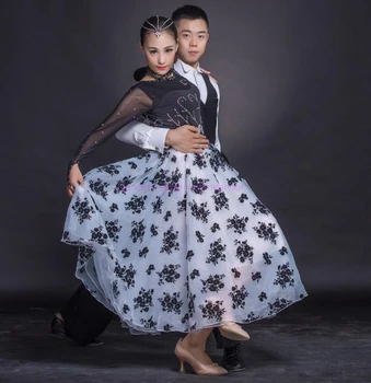 

New Ballroom dance costumes senior embroidery long sleeves ballroom dance dress for women ballroom dance competition dresses 050