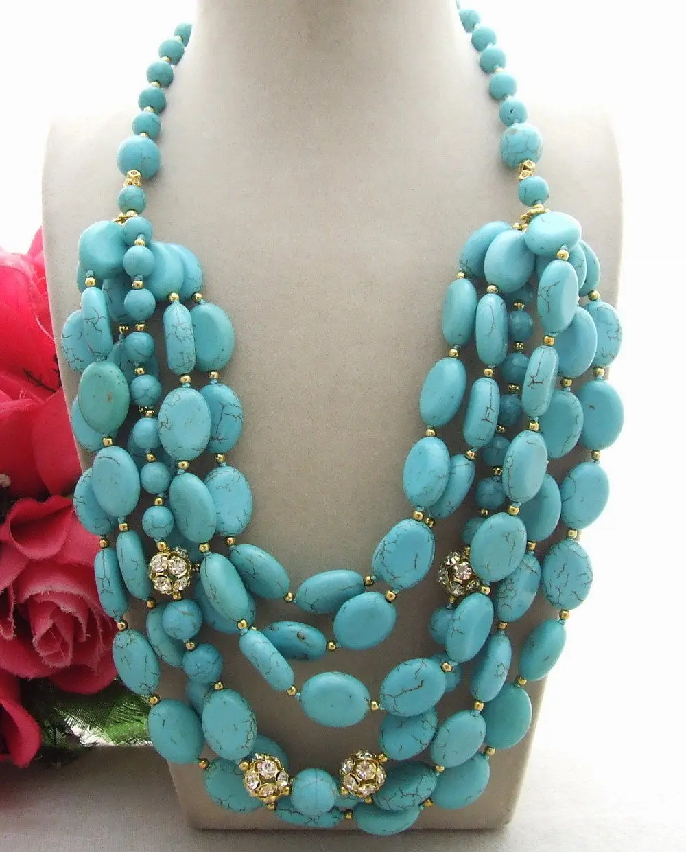 

KE070108 20" 6Strands Turqoise Necklace