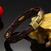 GAGAFEEL Men Bracelet Genuine Leather Rope Bracelets for Men Retro Punk Jewelry Chain Charm Bangle Romantic
