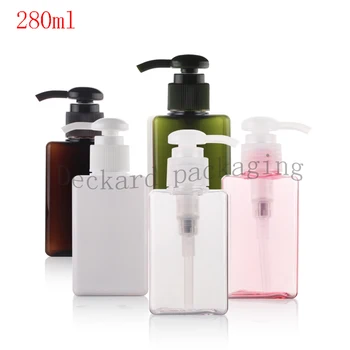 

12pcs/lot 280ml Cosmetic Bottles Heathy PET Sample Pump Dispenser Cream, Shampoo, Detergent Clear Container Capacity