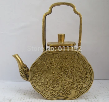 

Asian Antiques Hand-carved brass Flagon Metal crafts, Home decor Flower birds Tea Pot