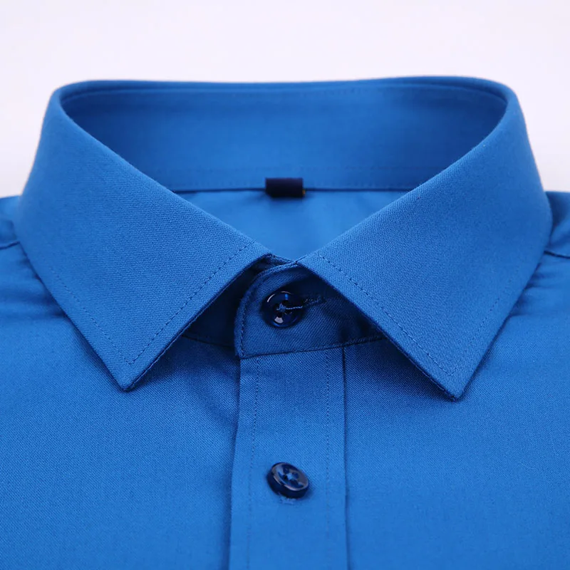 Men's Short Sleeve Stretch Easy Care Solid Dress Shirts Comfortable Soft Bamboo Fiber Non Iron Regular-fit Formal Tops Shirt