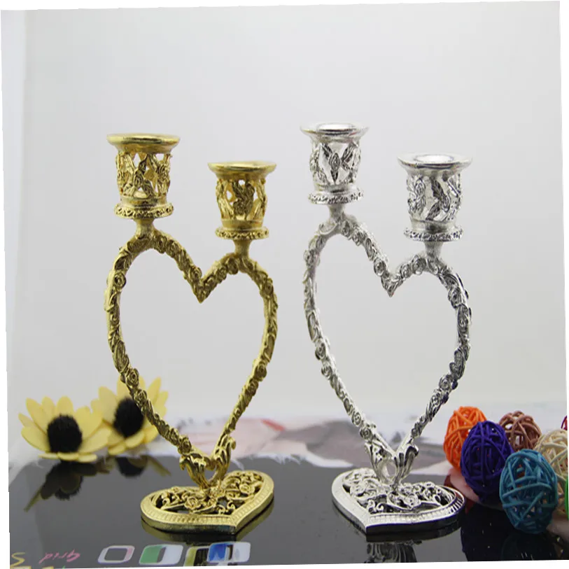 Home decoration candle holder candle stand heart double wedding