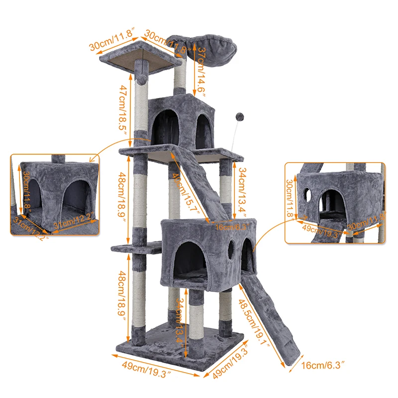 Domestic Delivery Big Cat Tree Tower Condo Furniture Scratch Post Cat Jumping Toy with Ladder for Kittens Pet House Play Domestic Delivery Big Cat Tree Tower Condo Furniture Scratch Post Cat Jumping Toy with Ladder for Kittens Pet House Play