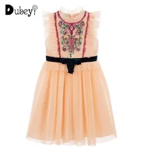 Оранжевое газовое платье принцессы с вышитыми блестками и розовым бантом для девочек красивое нарядное платье на свадьбу и день рождения для девочек