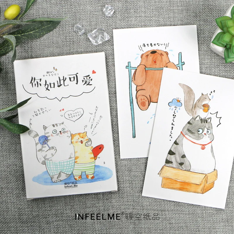 

30 pcs/lot Cute Creative cartoon animal Greeting Card Postcard Birthday Letter Envelope Gift Card Set Message Card