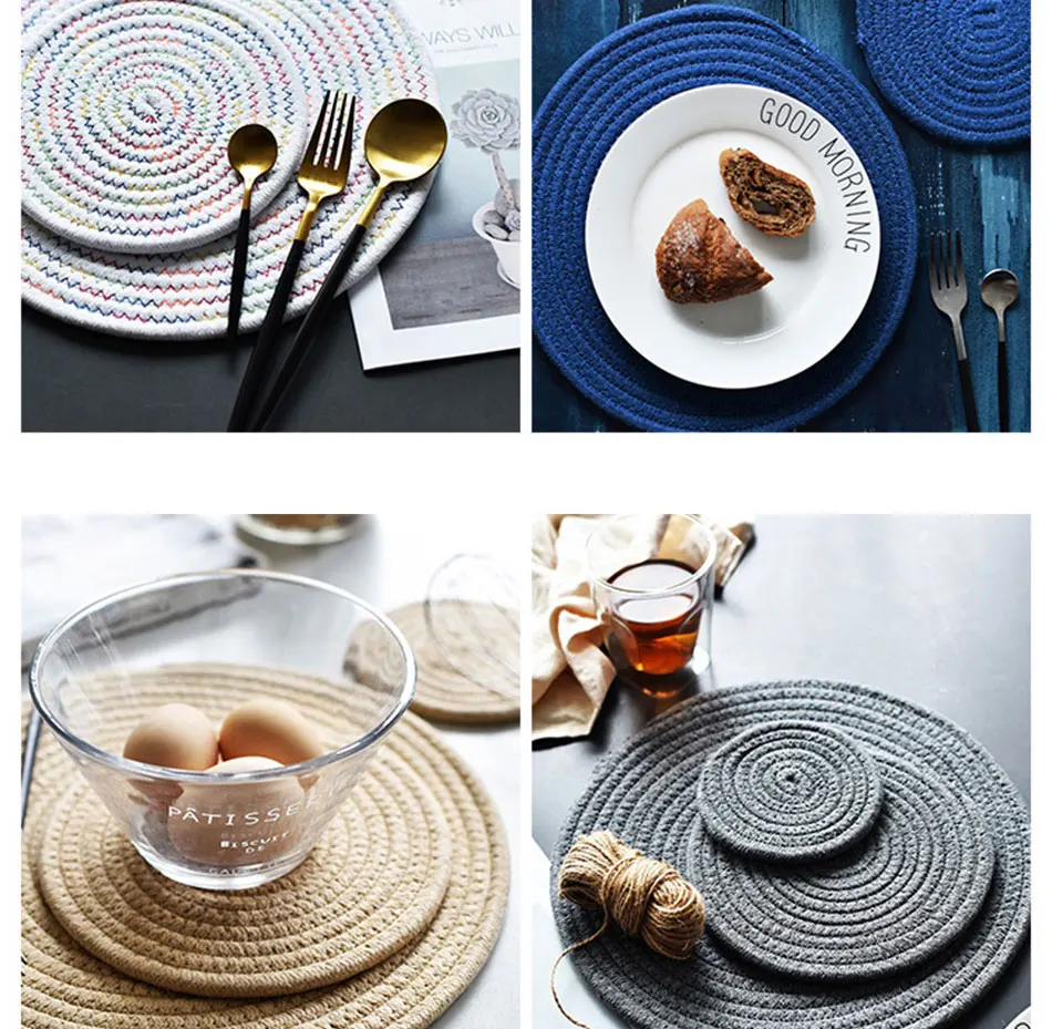  Creative Linen Weaving Mats Drink Coaster Pad Coffee Cup Mat Tea Pad Dining Soft Placemats Home Decoration Accessories 1pcs (5)