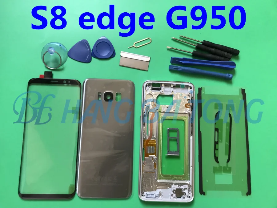 

Original Full Housing Case Back Cover+Front Screen Glass Lens+Middle Frame For Samsung Galaxy S8 edge G950 G950F Complete Parts