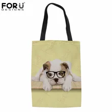 FORUDESIGNS/прекрасный собака породы бульдог Повседневное бренд сумки для шоппинга для Женская парусиновая сумка eco многоразовые Для женщин сумки для шопинга из хлопка