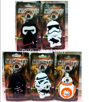 

New 50 pcs Popular Mix Cartoon Star Wars Rubber+ Stainless Steel Key Chain For Best Gift Free Shipping E-23