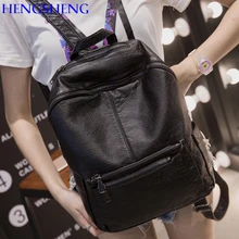 

Free shipping hengsheng top quality leather female backpack with zipper women backpack for fashion school girls backpacks