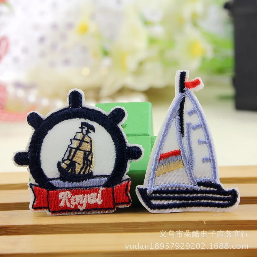 

Cartoon Iron-on Sew-on Lovely Sailing Ship Royal Boat Embroidered Cloth Patch For Girls Boys