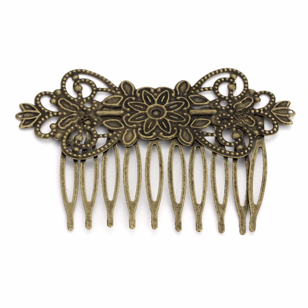 Flor de filigrana bronce antiguo pendientes de clip