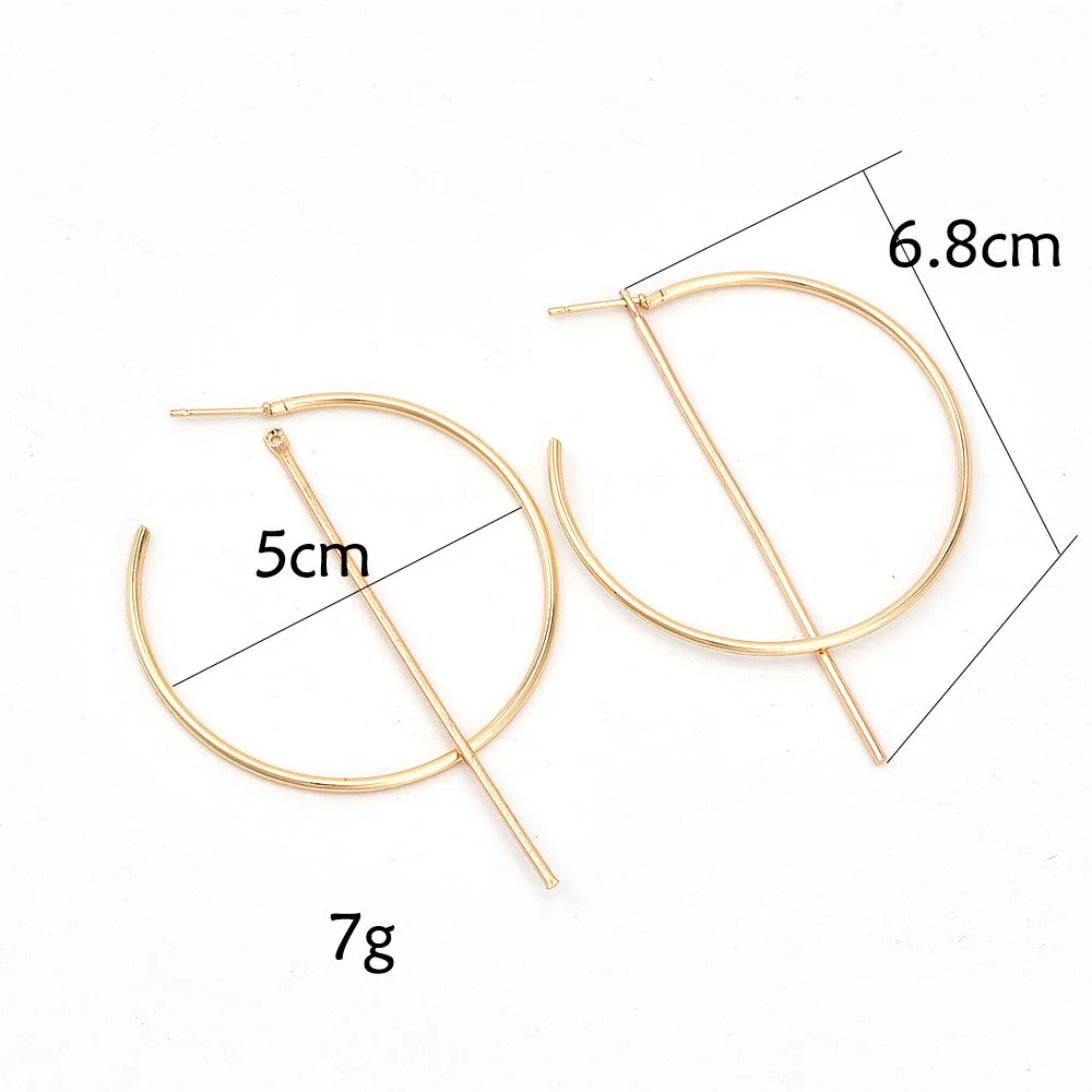 Простой дизайн Золотая заколка серьги-кольца серьги для женщин геометрический сплав Половина Круг Серьги Богемия мода ювелирные изделия A452