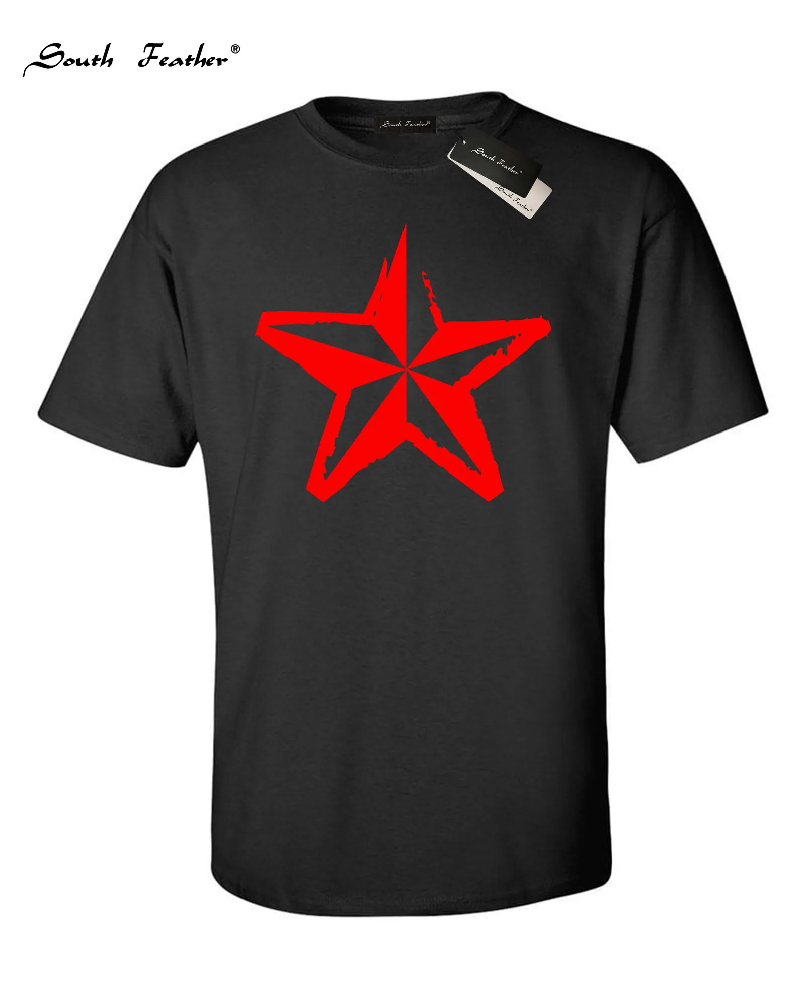 

Summer Men T-Shirt The Cool Red Star Mens Tshirt,Star Logo Design Printed Tee Black