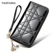 Elegante frauen Brieftasche Lackleder Geldbörse Lange Designer Marke Brieftasche Reißverschluss Handtasche Tag Kupplung Rinds Telefon Taschen Mit Straps
