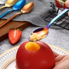 Casa Cozinha Louça Dente de Serra de Aço Inoxidável Punho Longo Colheres De Frutas Multifuncional Cavar Colher de Toranja