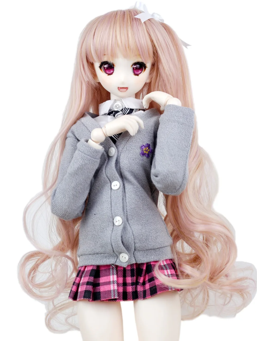 

1/3 BJD Wig Pullip Dal DD SD LUT Dollfie Doll Wig High Temperature Hair 8-9 inch Long Pink Wave Wig