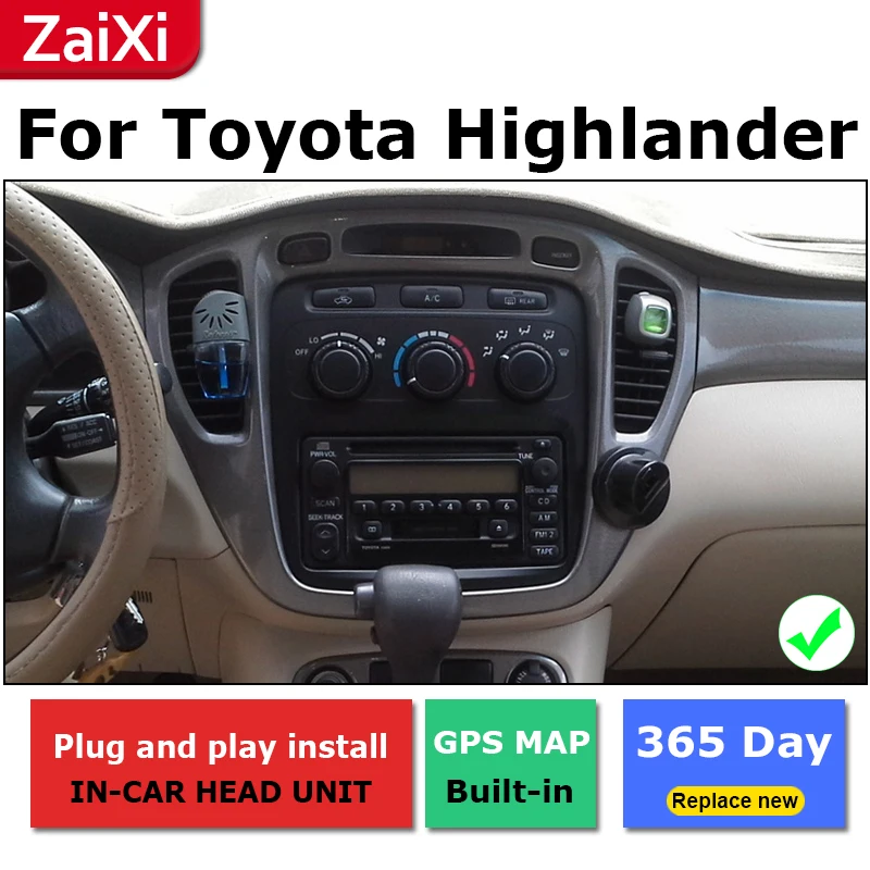 Best ZaiXi android car dvd gps multimedia player For Toyota Highlander Kluger 2000~2007 car dvd navigation radio video audio player 4