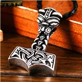 Norse Knot Viking Goat Horn Thor's Hammer Mens Boys