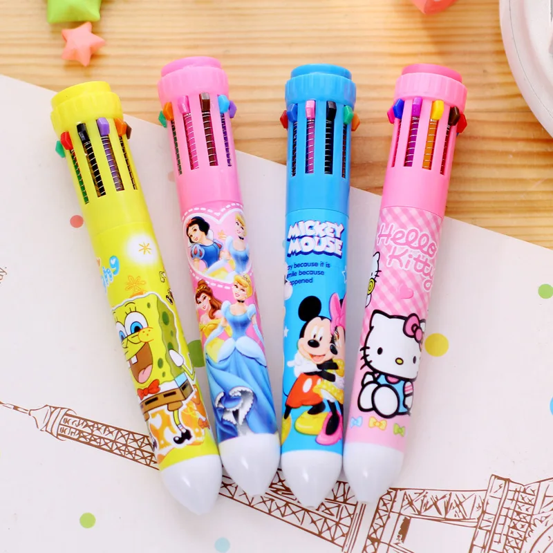 

12PCS Cartoon 10 colors ball pen Hello Kitty princess baby shower party favors kids birthday party supply decoration gift