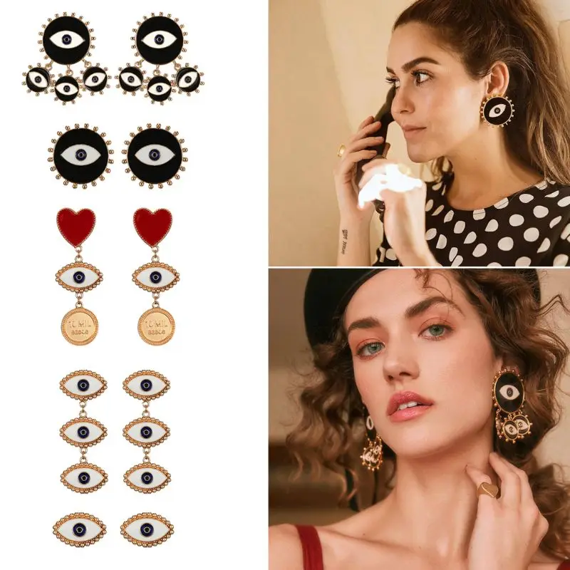 

Enamel Evil Eye Big Drop Statement Earrings For Women Girls Fashion Jewelry