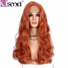 USMEI lace front wig Wavy hair wigs for Women Orange color Hand weaving wig African american synthetic wigs for cosplay party USMEI lace front wig Wavy hair wigs for Women Orange color Hand weaving wig African american synthetic wigs for cosplay party