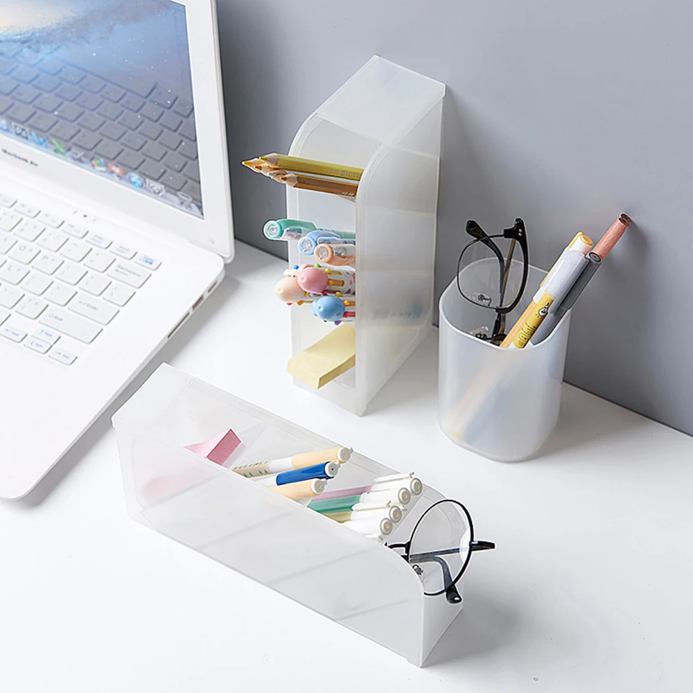

Hoomall 4 Grid Desktop Pen Holder Table Multi-Compartment Stationery Storage Box Home Office School Container Desk Pencil Holder