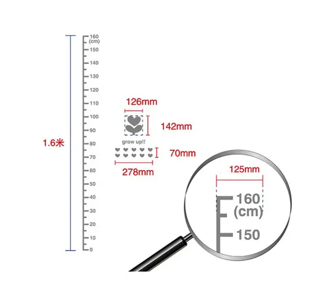 1x wall sticker baby kid room deco height ruler measure chart diy 3d