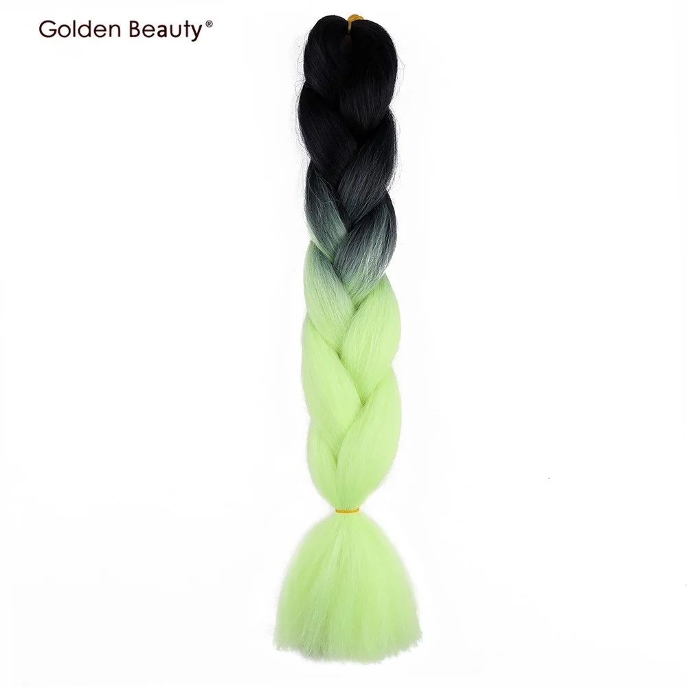 

24''Ombre Jumbo Synthetic Braiding Hair Heat Resistant African Crochet Braids Hair Extensions 100g Pink Blue Green Golden Beauty