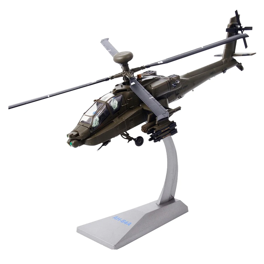 1:72 Scale AH-64 Apache Helicopter Airplanes Airforce Diecast Alloy Aircraft Arm Green