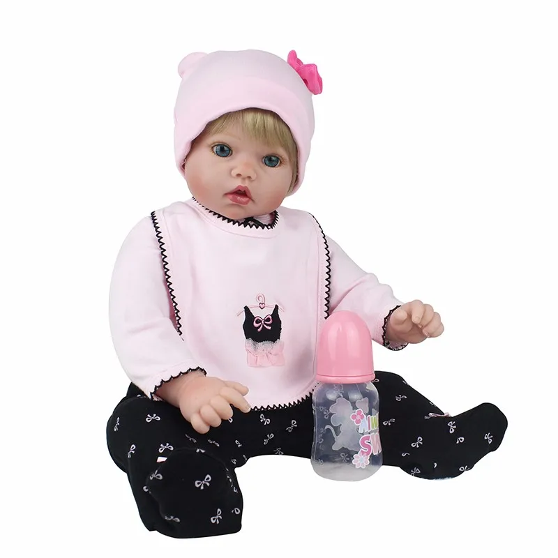 

bebe reborn baby doll 55cm Silicone adorable reborn toddler Bonecas fashion blonde bebe girl lol de silicone doll surprice gift