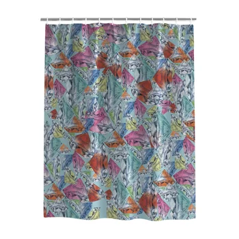 

Shower Curtains Waterproof Polyester Eco-friendly,Five-color Diamonds, Fashionable Atmosphere, Low Luxury,Light Blue Background
