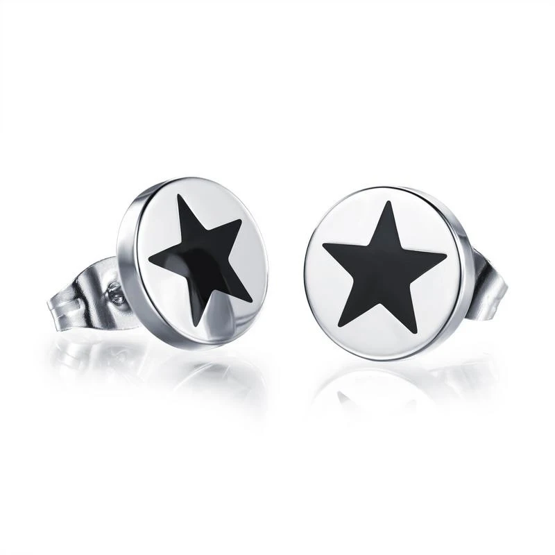 Men Earrings Screw Back Black Earring For Men Stud Earrings Stars