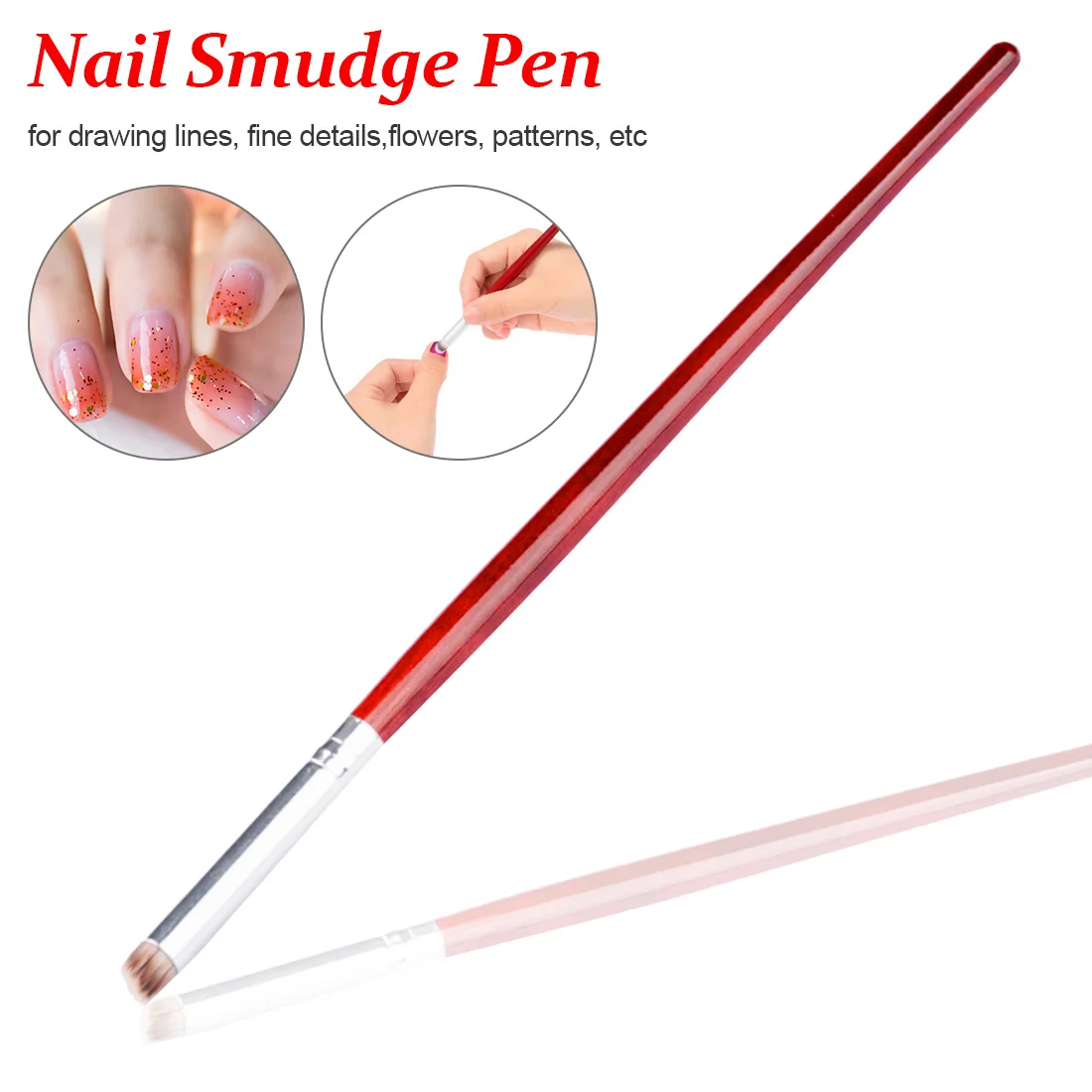1 шт. кисть для ногтей УФ-гелевая ручка для рисования кисти для рисования Красная деревянная ручка градиентный рисунок инструмент для маникюра