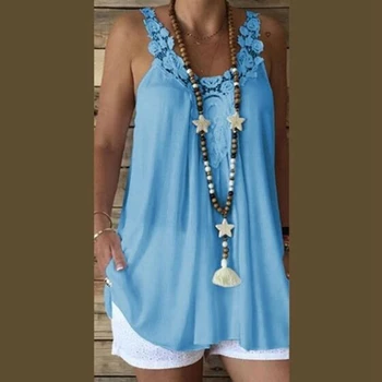 

Summer Multicolor Splicing Lace Chiffon Top Blouse Women Casual Blothes Europe Fashion Loose Halter Vestido size M-5XL