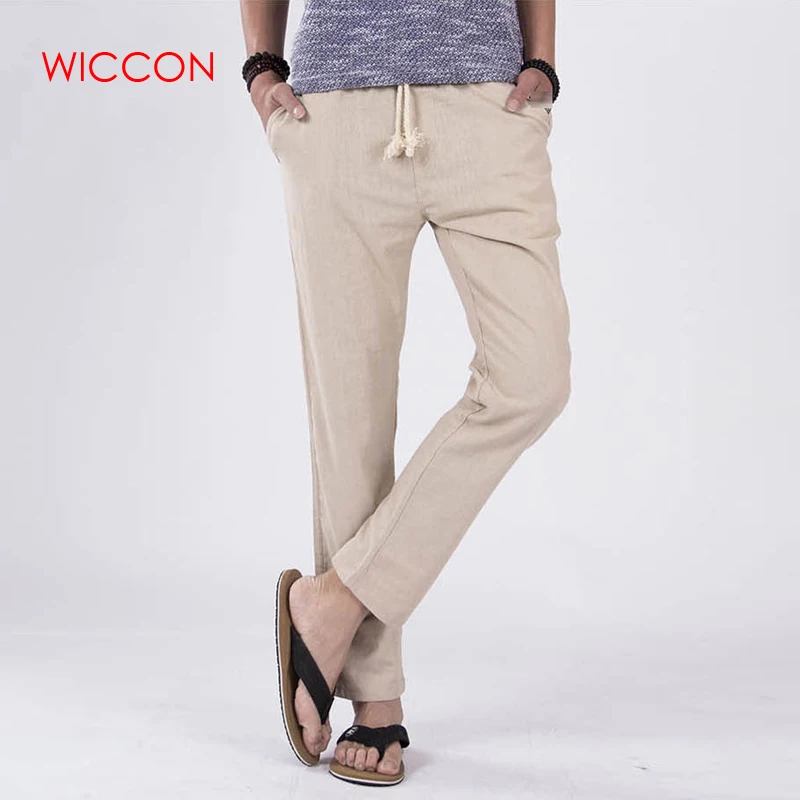 

Fashion Plus Size 3XL Anti-Microbial Healthy Linen Pants Men Breathable Loose Flax Trousers Male Boys Hemp Cotton Casual Pants