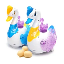 Электронные игрушки игрушечная Беговая железная дорога для мультфильм Откладывание яиц в виде лебедя для детей для маленьких детей играть со звуком и свет интеллект