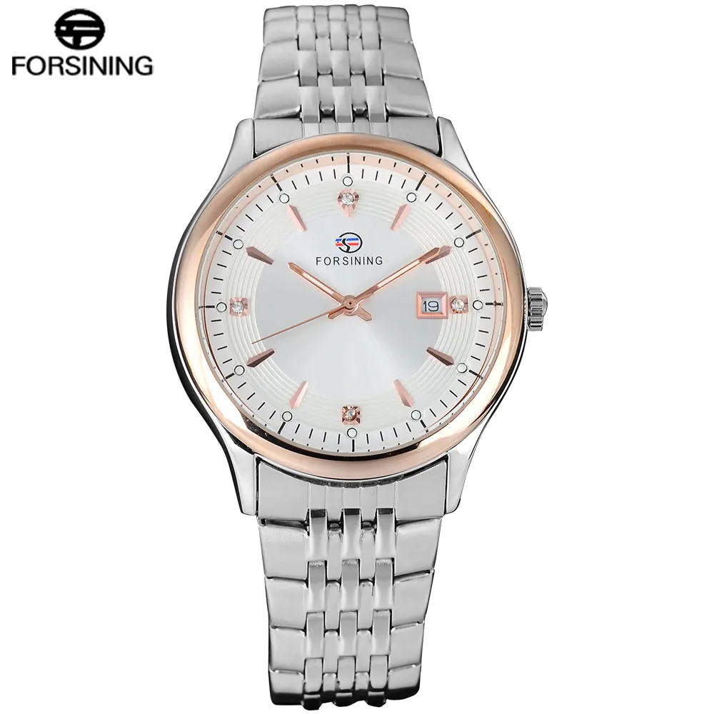 FORSINING Mens Quartz Watches Complete Calendar Auto Date Stainless Steel Strap Men Watch Mutli-color Relogio Masculino | Наручные часы