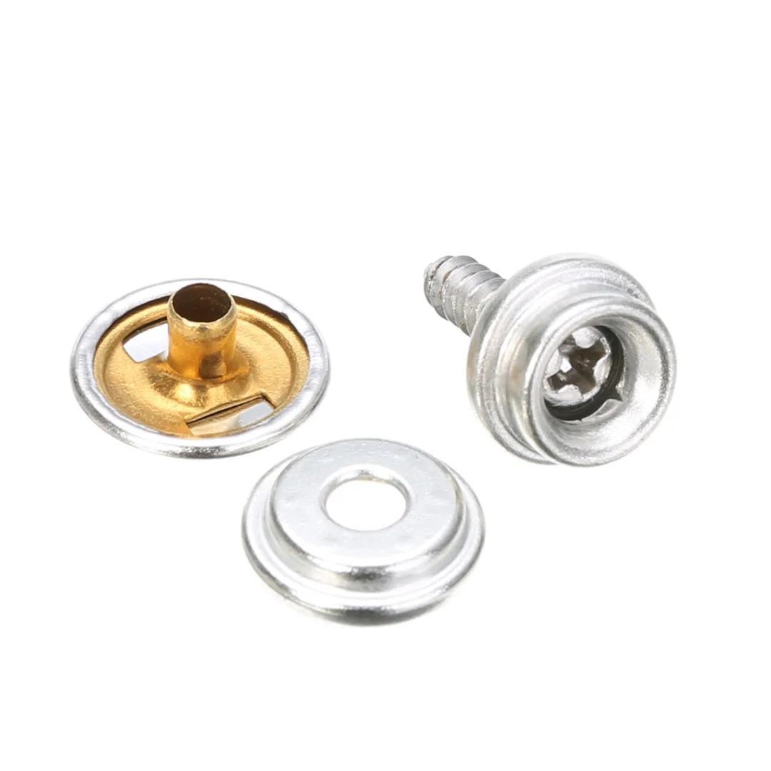 10 Set Stainless Steel 5/8" Snap Fastener Screw Kit Buttons Sockets with Screw Studs For Furniture Boat Camping Accessories