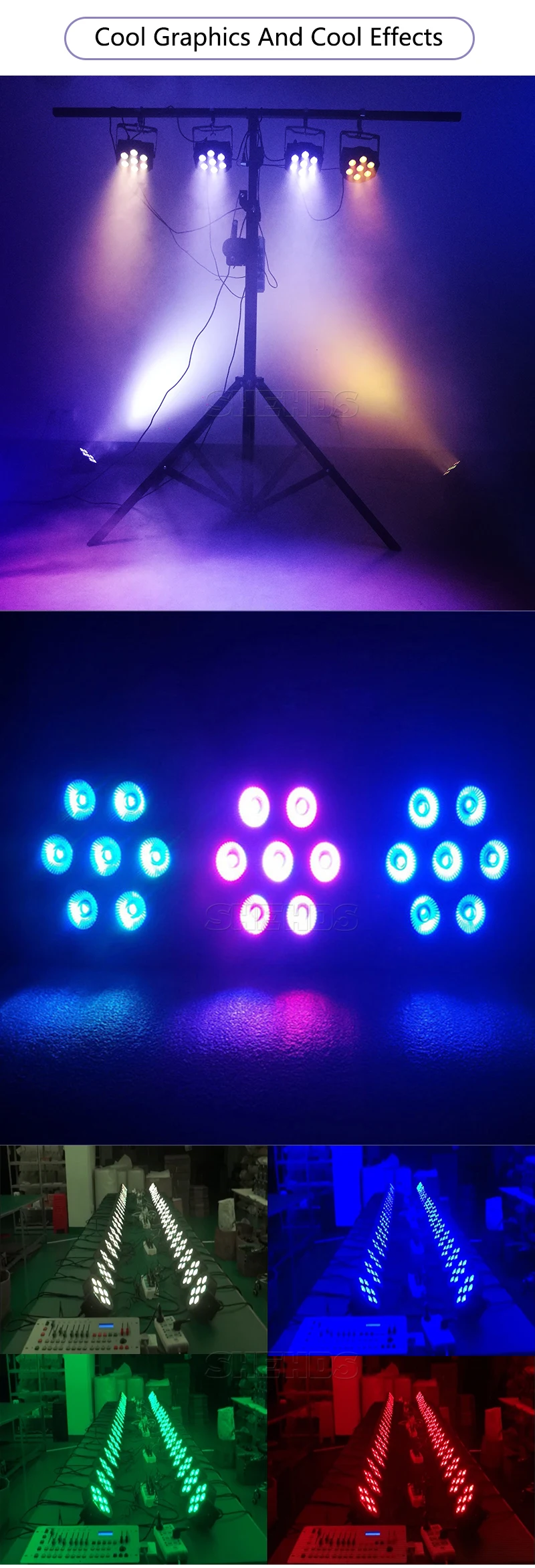 SHEHDS светодиодный 7x18 Вт RGBWA+ UV PAR light с DMX512 в вход/выход и Мощность вход и выход 6in1 сценический световой эффект для мыть светодиодный сценический эффект DJ диско