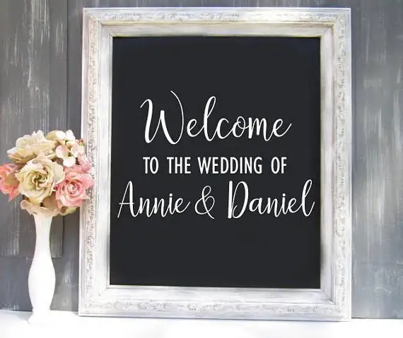Happy Wedding Vinyl Decal Sticker Decor Frame Custom Text Bride Groom USA Seller