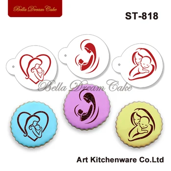 

Happy Mother's Day Cookies Stencils Mom&Baby Cake Stencil Set Cupcake And Coffee Stencil Sets Cake Decorating Molds