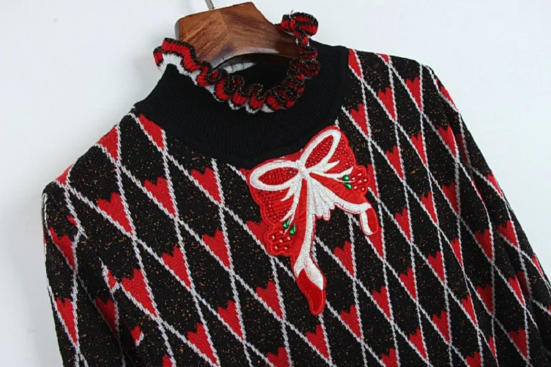 Clothing Women Vestidos Mini Party 2018 Dress Tunic Winter Designer Bowknot Ruffles Runway Plaid Vintage Christmas II1O6