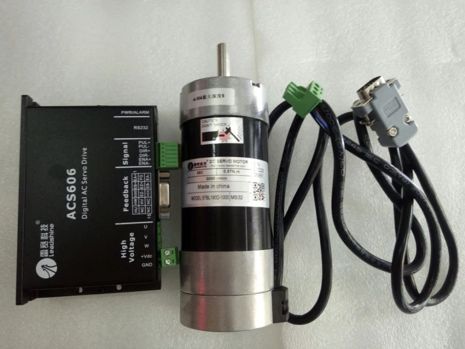

New CNC servo system Leadshine servo drive ACS606 work 36-60 VDC and a Brushless servo motor BLM57180-1000 encoder is1000 lines