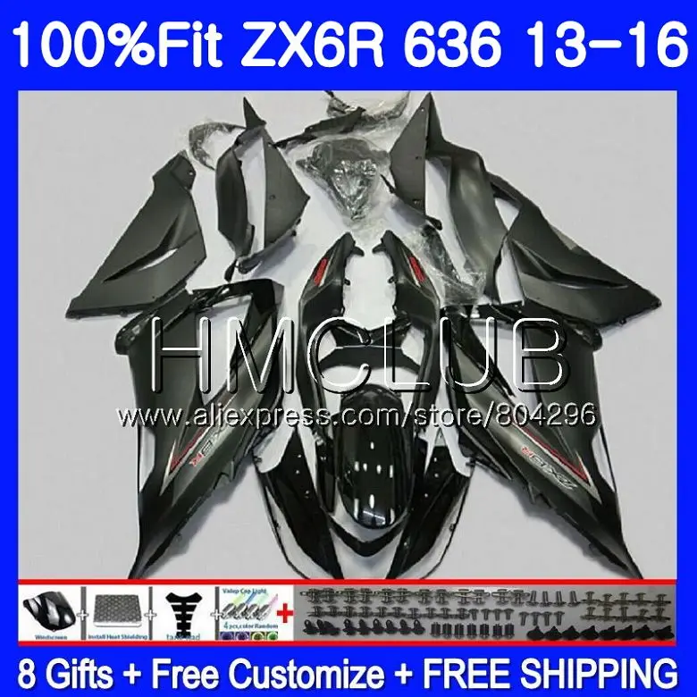 

Injection For KAWASAKI NINJA ZX 6R ZX-636 ZX6R 13 14 15 16 14HM.9 Stock black ZX 636 600CC ZX-6R 2013 2014 2015 2016 Fairing