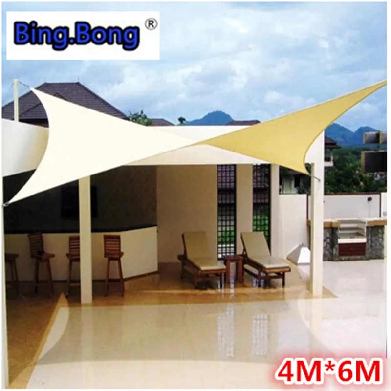 Outdoor sun shade sail PU waterproof cloth 4x6m canvas ...