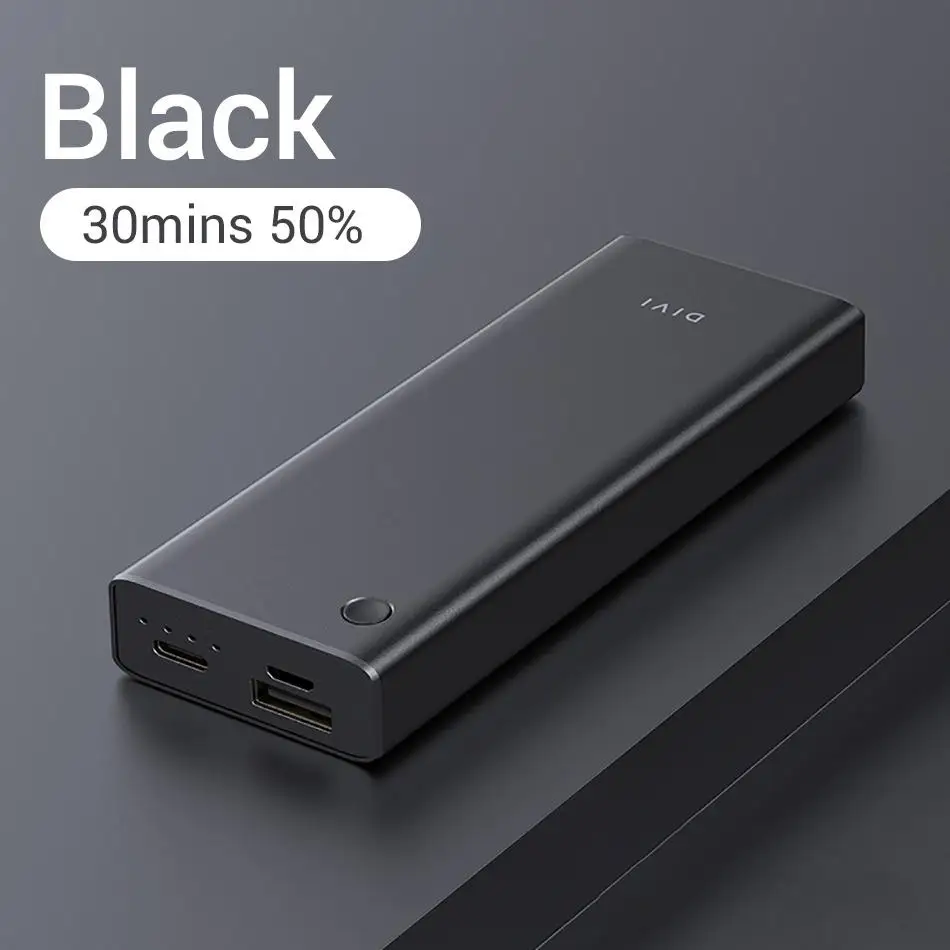 Black DIVI 10000 мАч, мини внешний аккумулятор, портативное зарядное устройство типа C, 3 А, быстрая зарядка для iPhone, Xiaomi Mi 9, внешний аккумулятор, зарядное устройство - Цвет: Black
