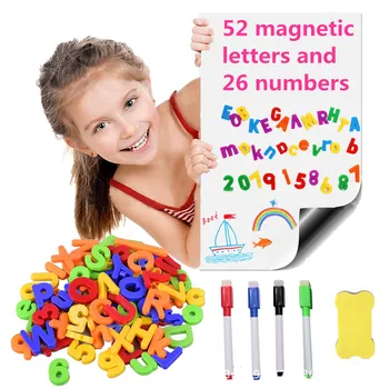 

84PCS Letter Number Symbol Fridge Refrigerator Magnets Stickers Set with Whiteboard Eraser Pens for Kids Birthday Christmas Gift