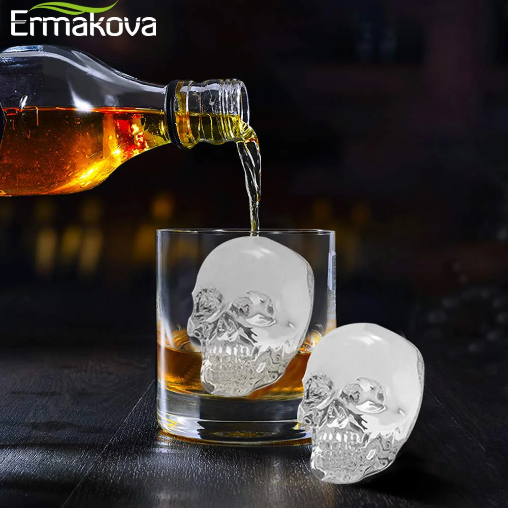 3D форма для льда Ermakova в виде черепа гибкая силиконовая лоток изготовления 4 х